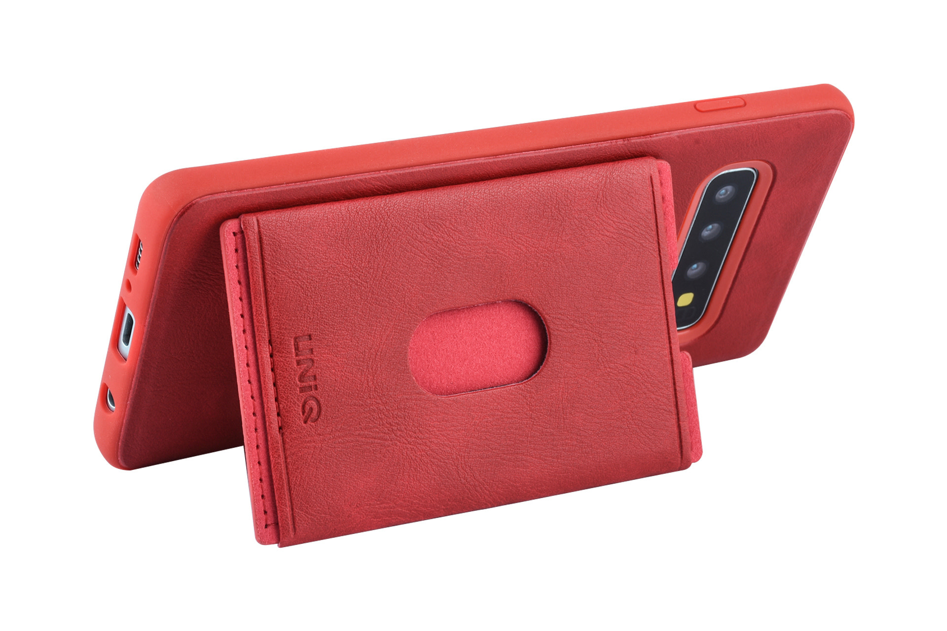 UNIQ Accessory UNIQ Accessory Galaxy S10 Plus Kunstleer Backcover hoesje met portemonnee - Rood, foto 6 van 6