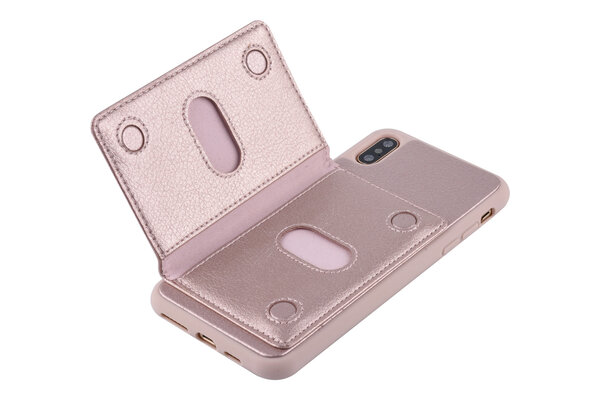 UNIQ Accessory UNIQ Accessory iPhone Xs Max Kunstleer Backcover hoesje - Roze UNIQ Accessory UNIQ Accessory iPhone Xs Max Kunstleer Backcover hoesje - Roze