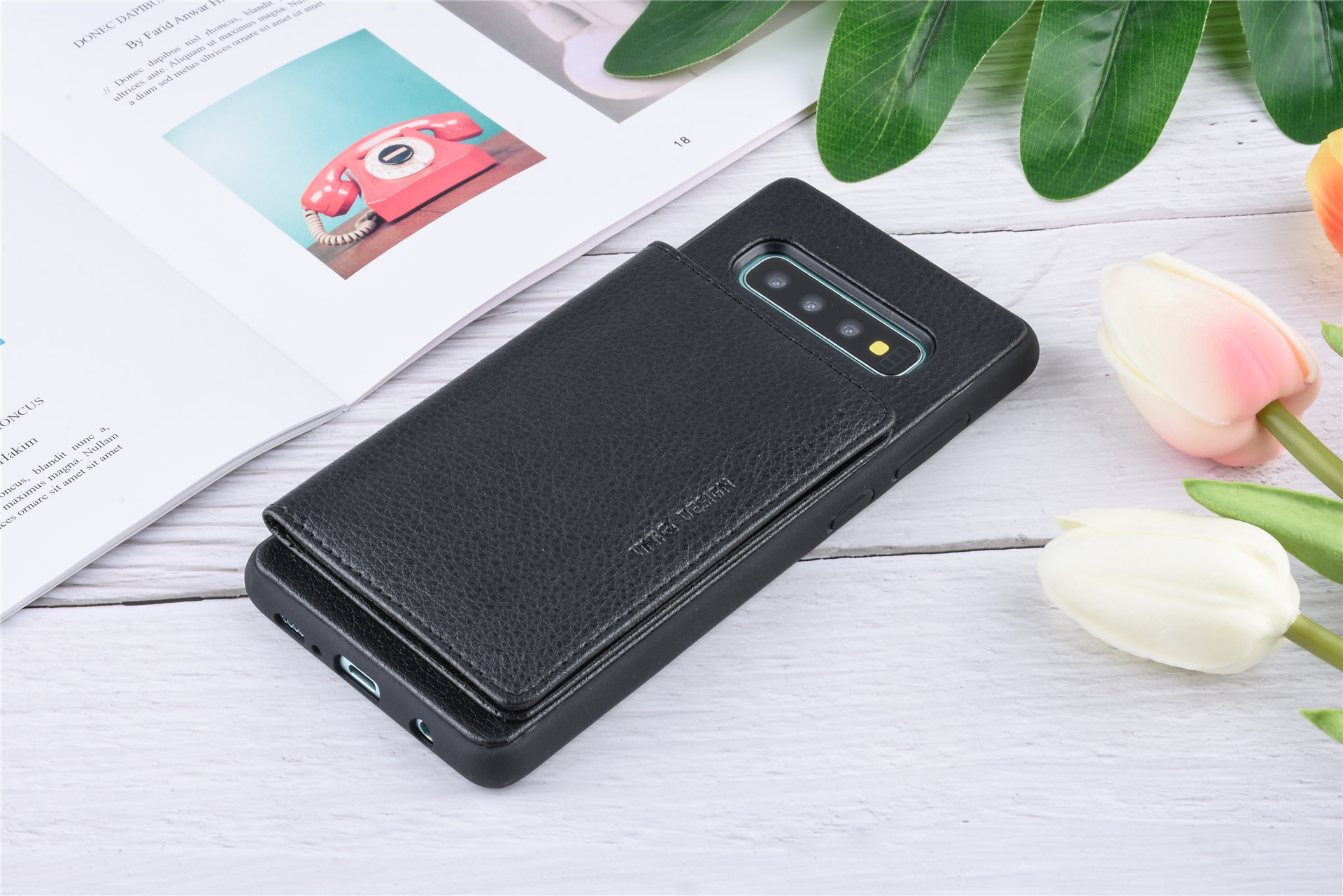 UNIQ Accessory UNIQ Accessory Galaxy S10 Plus Kunstleer Backcover hoesje - Zwart, foto 4 van 6