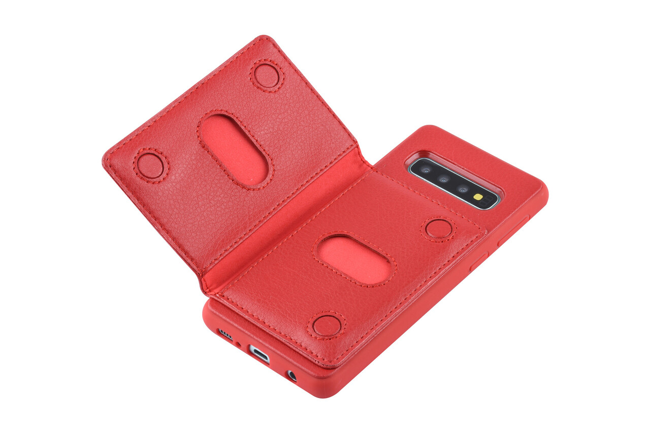 UNIQ Accessory UNIQ Accessory Galaxy S10 Plus Kunstleer Backcover hoesje - Rood UNIQ Accessory UNIQ Accessory Galaxy S10 Plus Kunstleer Backcover hoesje - Rood