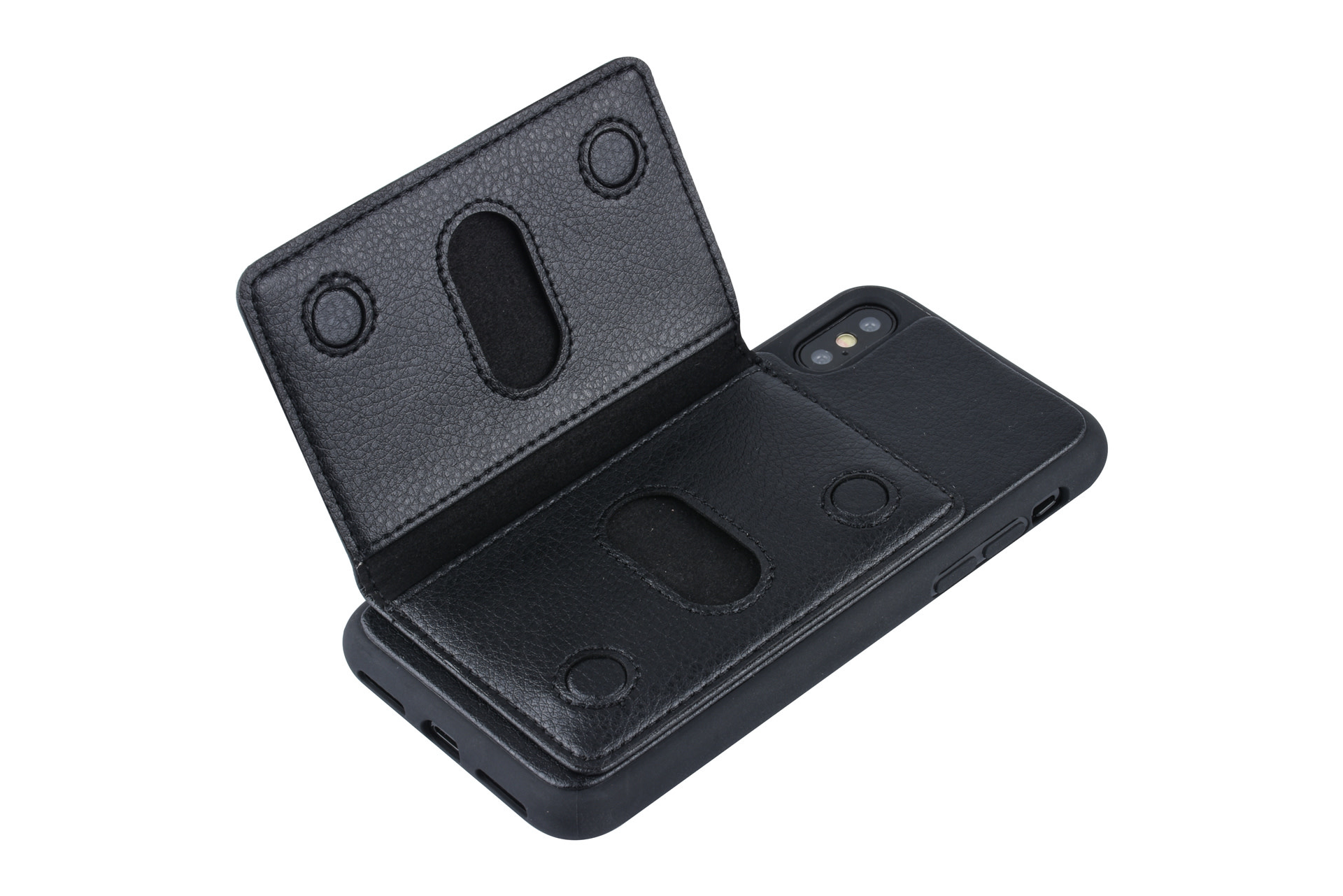 UNIQ Accessory UNIQ Accessory iPhone X Kunstleer Backcover hoesje - Zwart, foto 2 van 6