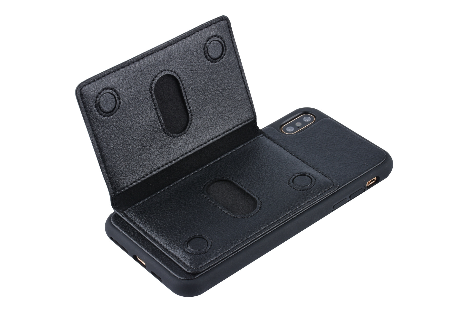 UNIQ Accessory UNIQ Accessory iPhone Xs Max Kunstleer Backcover hoesje - Zwart, foto 2 van 6