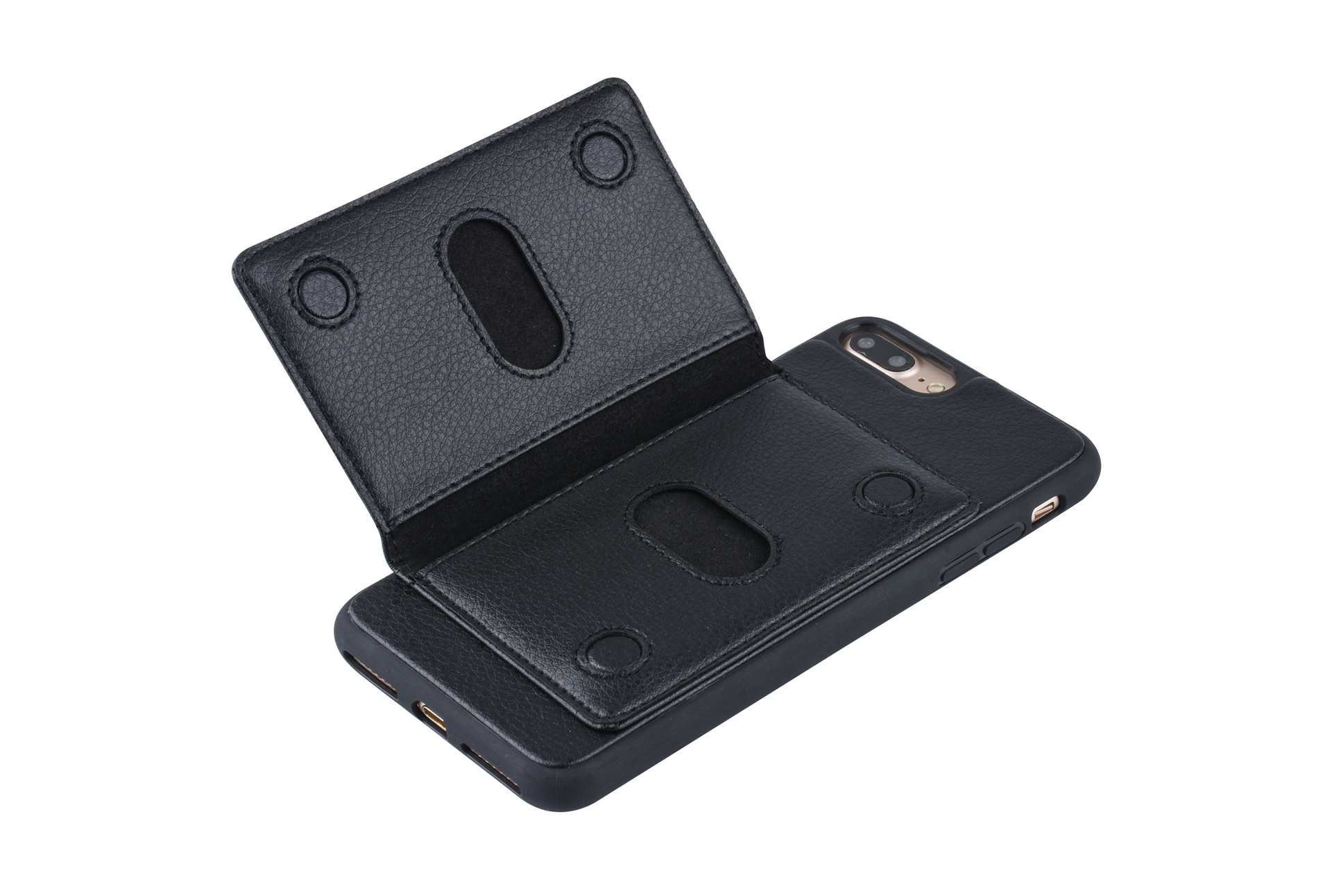 UNIQ Accessory UNIQ Accessory iPhone 7-8 Plus Kunstleer Backcover hoesje - Zwart, foto 2 van 6
