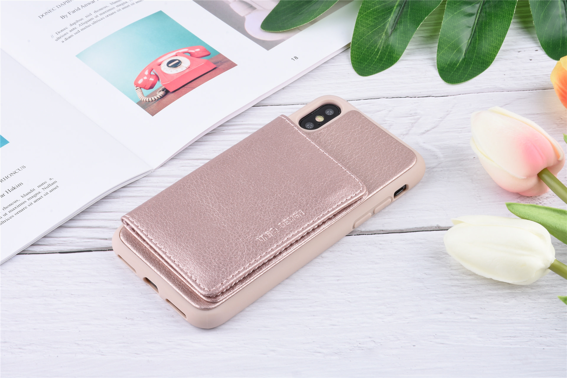 UNIQ Accessory UNIQ Accessory iPhone X Kunstleer Backcover hoesje - Roze, foto 2 van 6