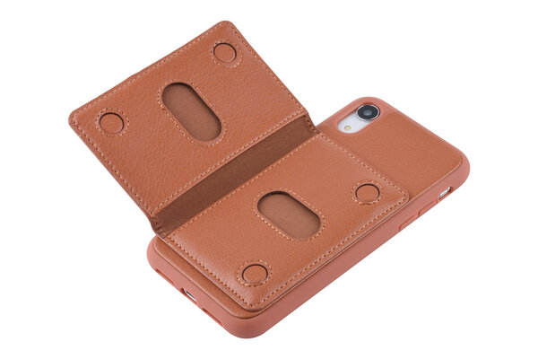 UNIQ Accessory UNIQ Accessory iPhone XR Kunstleer Backcover hoesje - Bruin UNIQ Accessory UNIQ Accessory iPhone XR Kunstleer Backcover hoesje - Bruin