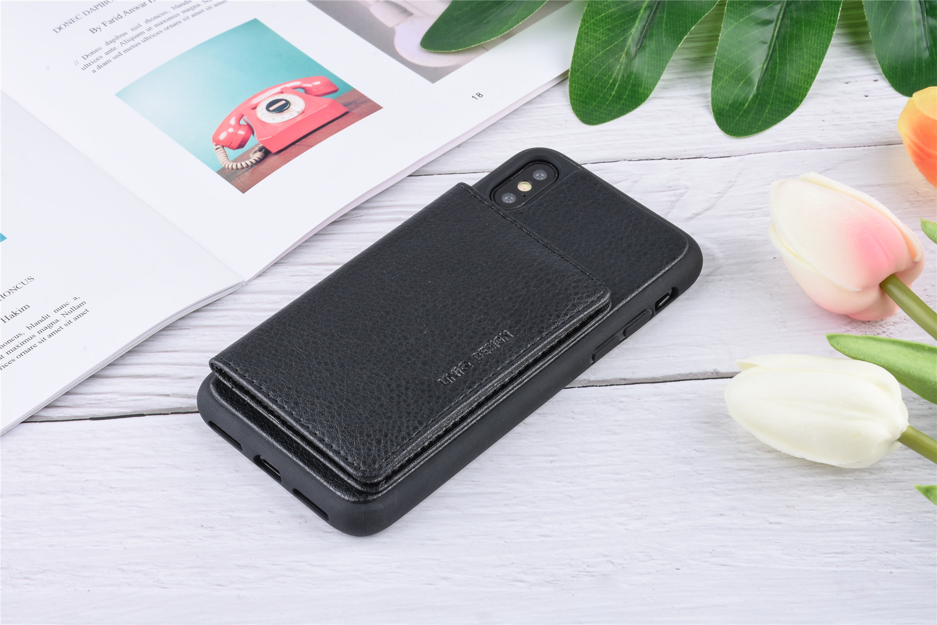 UNIQ Accessory UNIQ Accessory iPhone X Kunstleer Backcover hoesje - Zwart, foto 6 van 6