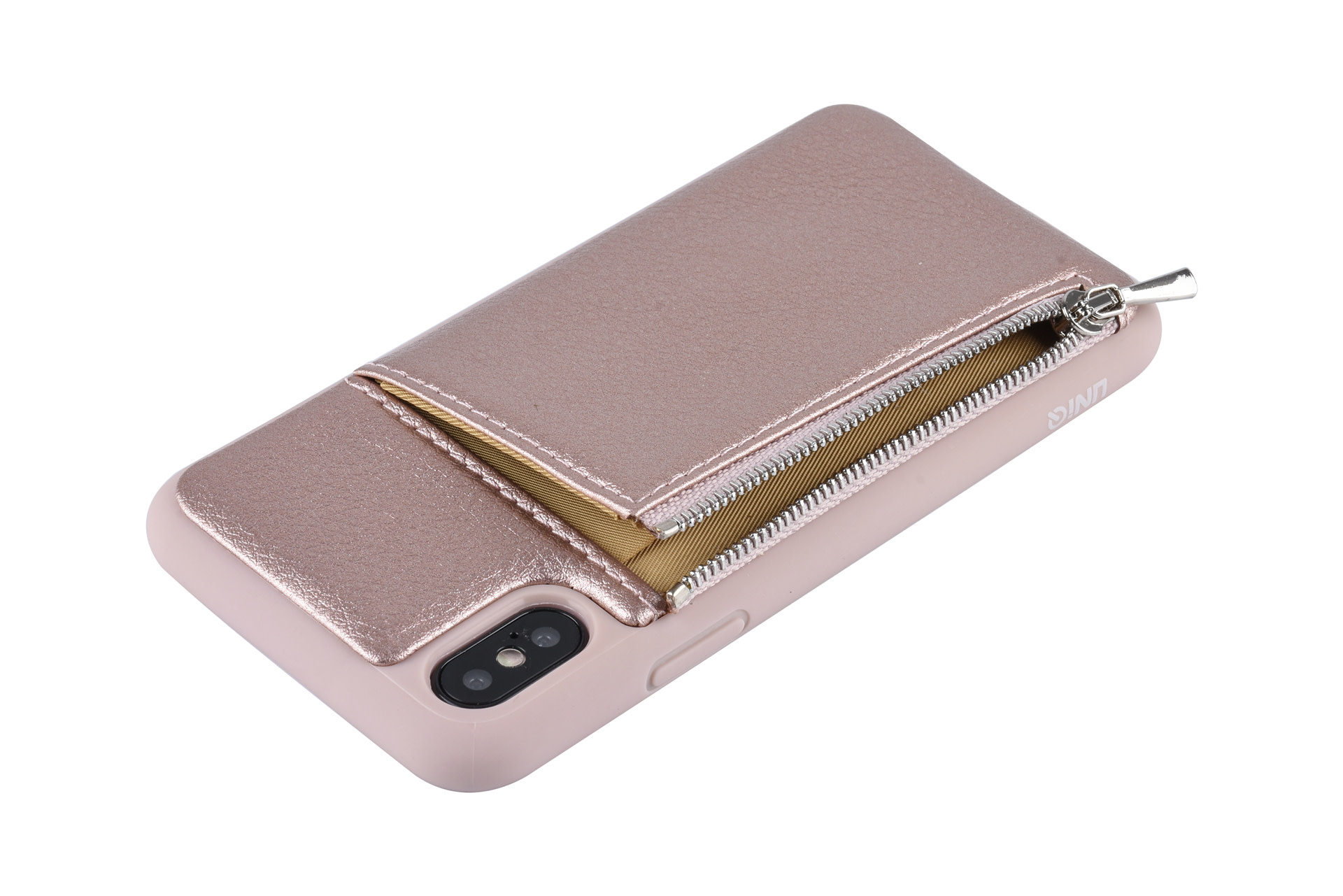 UNIQ Accessory UNIQ Accessory iPhone X-Xs Kunstleer Backcover hoesje met rits - Roze, foto 5 van 6