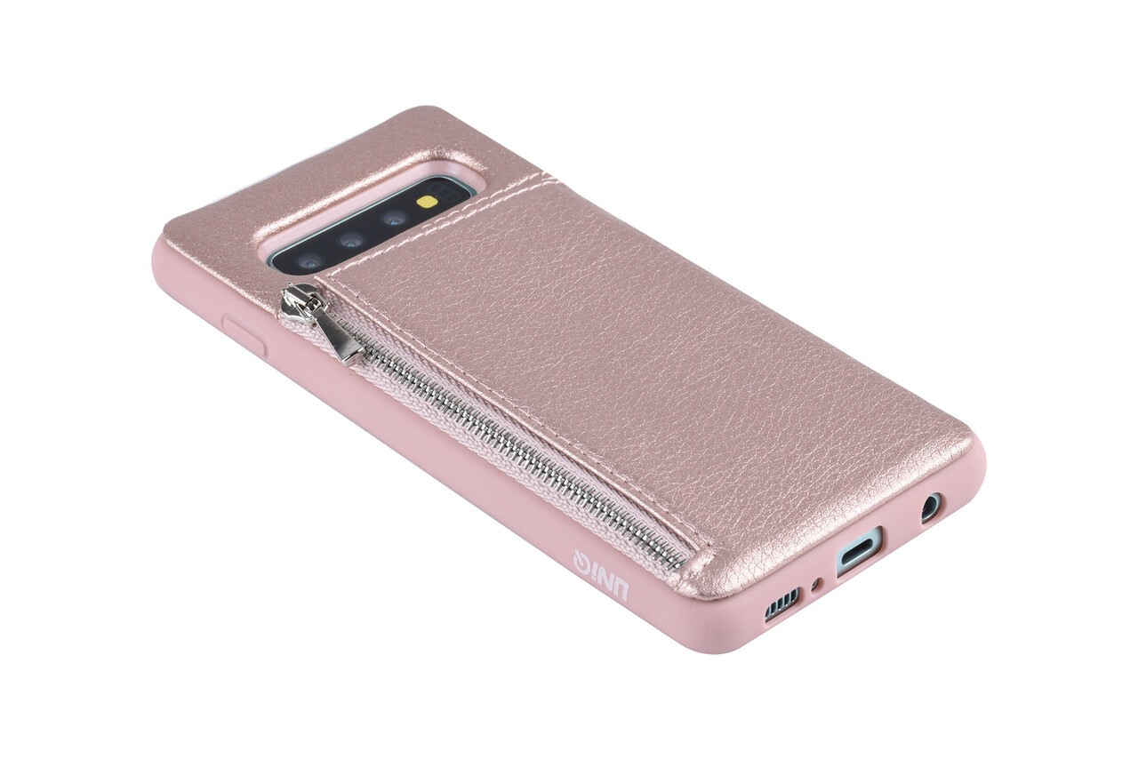 UNIQ Accessory UNIQ Accessory Galaxy S10 Kunstleer Backcover hoesje met rits - Roze UNIQ Accessory UNIQ Accessory Galaxy S10 Kunstleer Backcover hoesje met rits - Roze