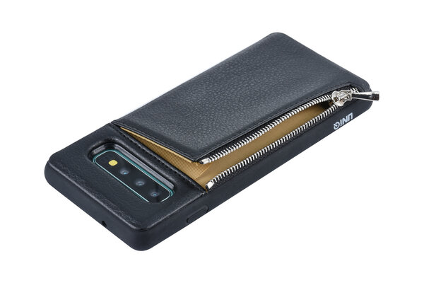 UNIQ Accessory UNIQ Accessory Galaxy S10 Kunstleer Backcover hoesje met rits - Zwart UNIQ Accessory UNIQ Accessory Galaxy S10 Kunstleer Backcover hoesje met rits - Zwart
