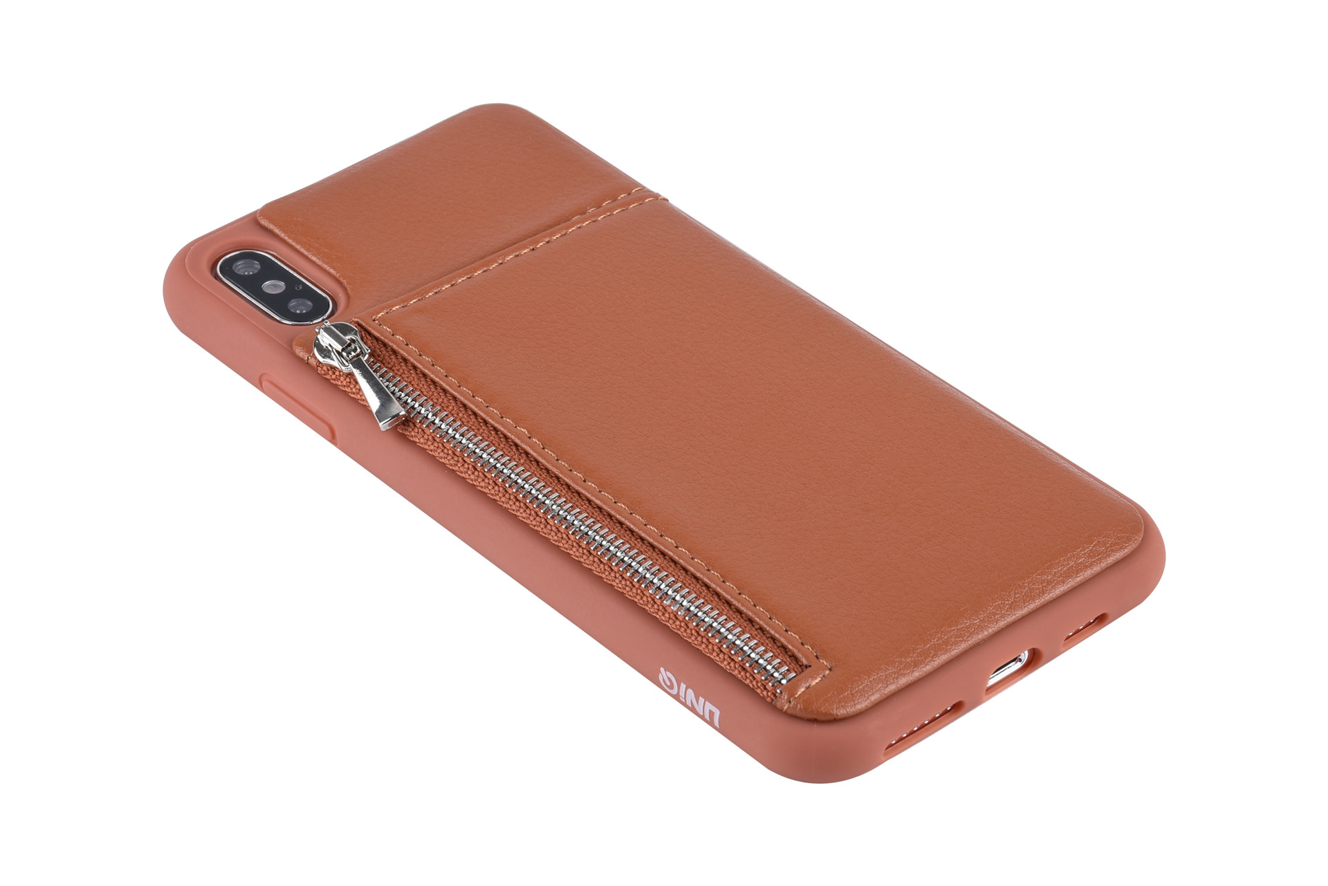 UNIQ Accessory UNIQ Accessory iPhone Xs Max Kunstleer Backcover hoesje met rits - Bruin, foto 4 van 6