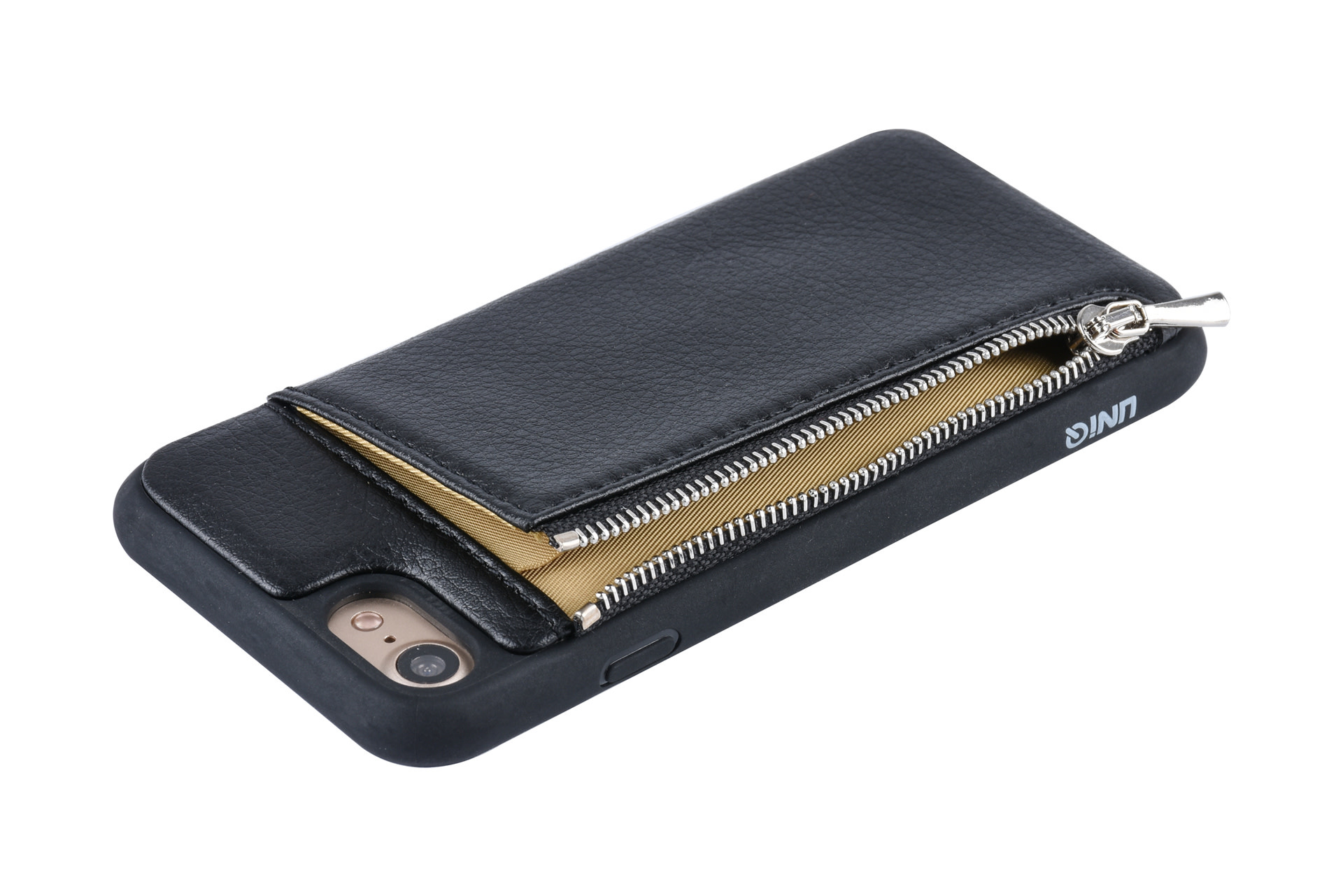 UNIQ Accessory UNIQ Accessory iPhone 7-8 Kunstleer Backcover hoesje met rits - Zwart, foto 4 van 6