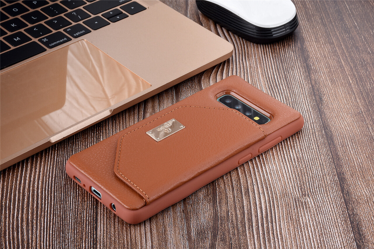 UNIQ Accessory UNIQ Accessory Galaxy S10 Plus Kunstleer portemonnee Hard Case Back cover - Bruin UNIQ Accessory UNIQ Accessory Galaxy S10 Plus Kunstleer portemonnee Hard Case Back cover - Bruin