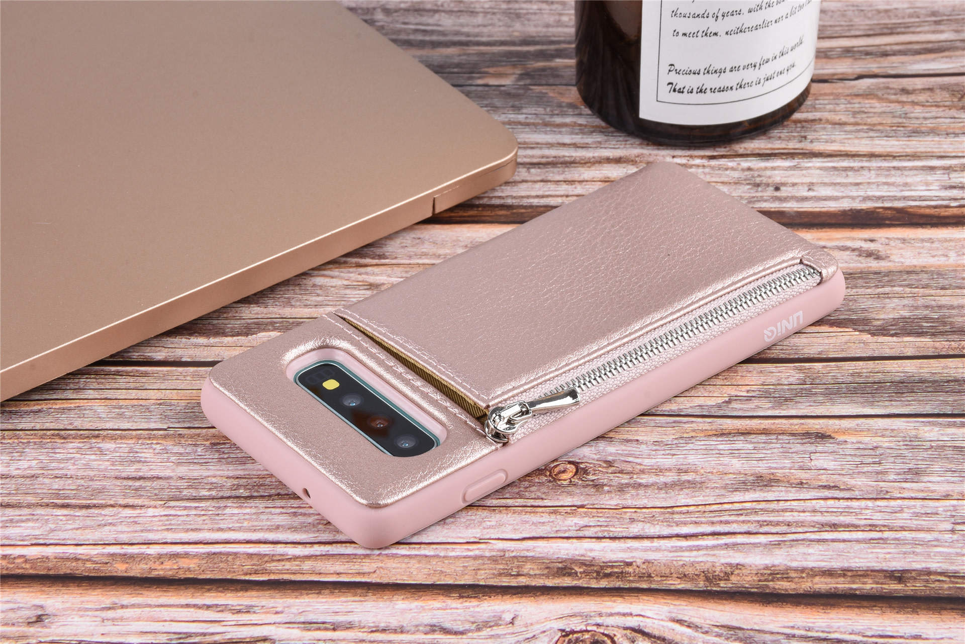 UNIQ Accessory UNIQ Accessory Galaxy S10 Kunstleer Backcover hoesje met rits - Roze, foto 5 van 6