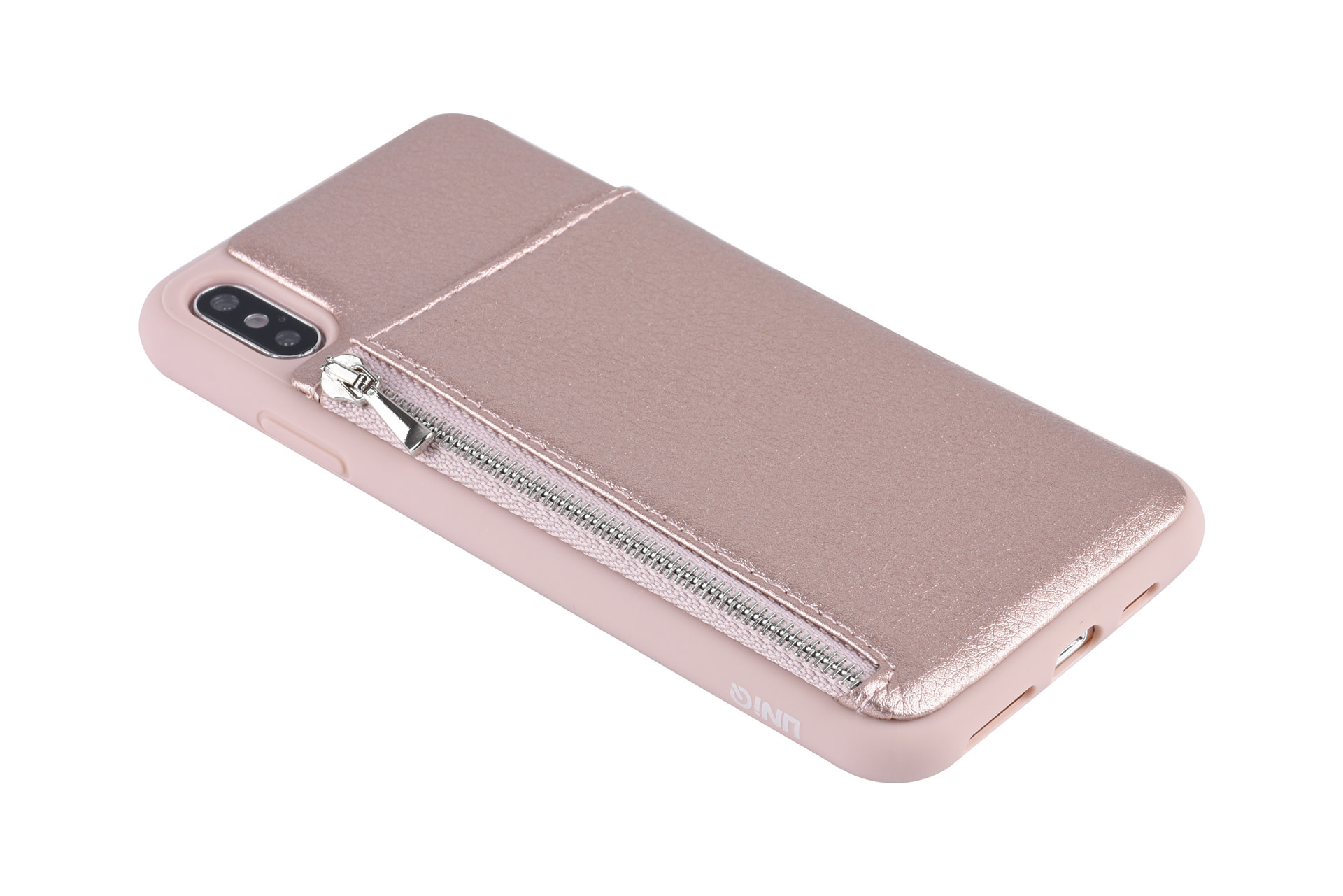 UNIQ Accessory UNIQ Accessory iPhone Xs Max Kunstleer Backcover hoesje met rits - Roze, foto 4 van 6
