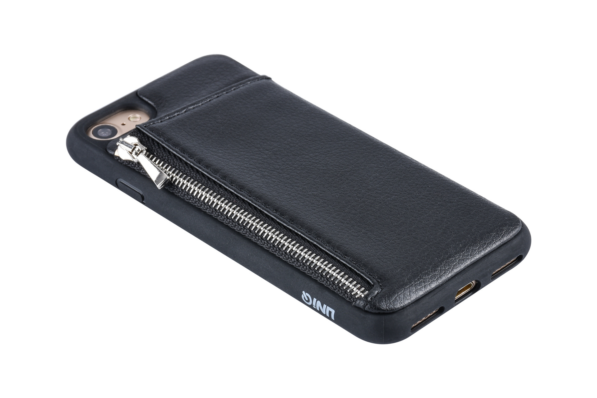 UNIQ Accessory UNIQ Accessory iPhone 7-8 Kunstleer Backcover hoesje met rits - Zwart, foto 5 van 6