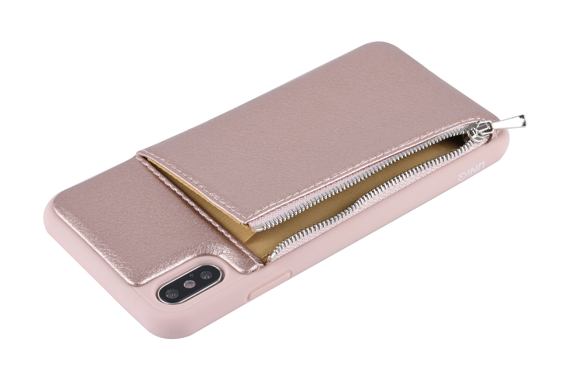UNIQ Accessory UNIQ Accessory iPhone Xs Max Kunstleer Backcover hoesje met rits - Roze, foto 5 van 6