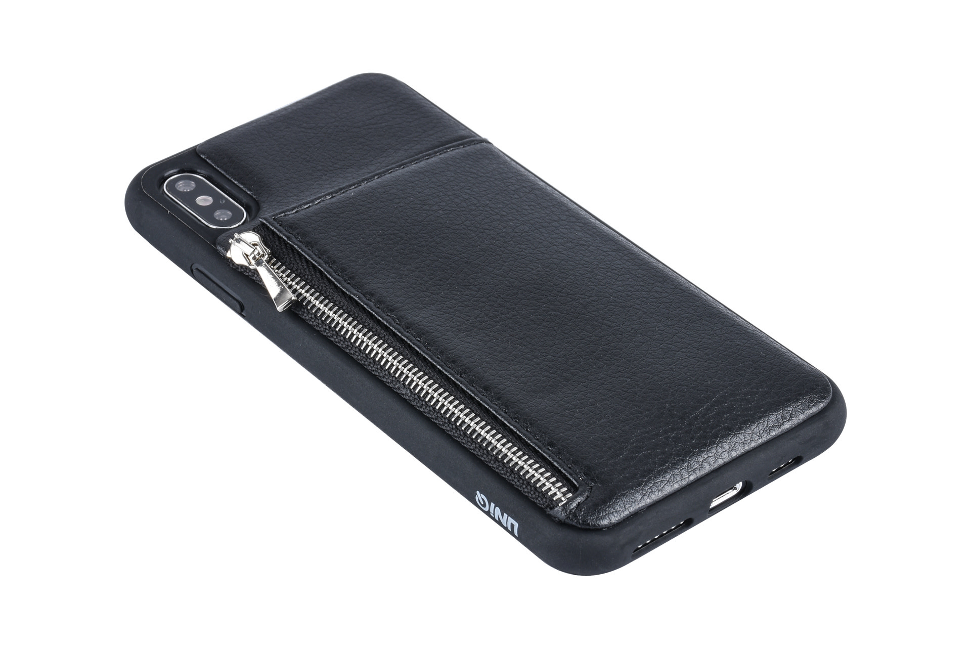 UNIQ Accessory UNIQ Accessory iPhone Xs Max Kunstleer Backcover hoesje met rits - Zwart, foto 4 van 6