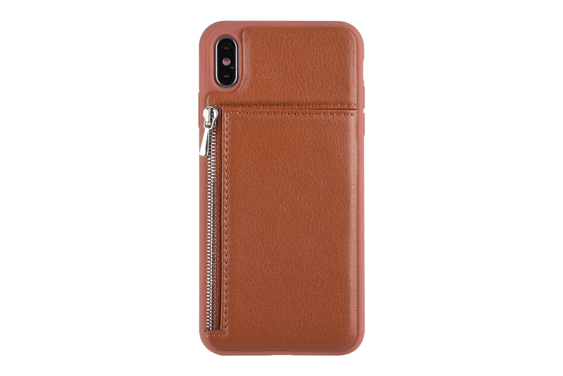 UNIQ Accessory UNIQ Accessory iPhone Xs Max Kunstleer Backcover hoesje met rits - Bruin, foto 2 van 6