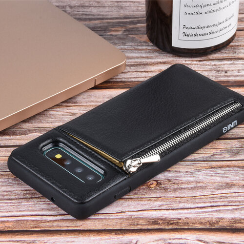 UNIQ Accessory UNIQ Accessory Galaxy S10 Kunstleer Backcover hoesje met rits - Zwart