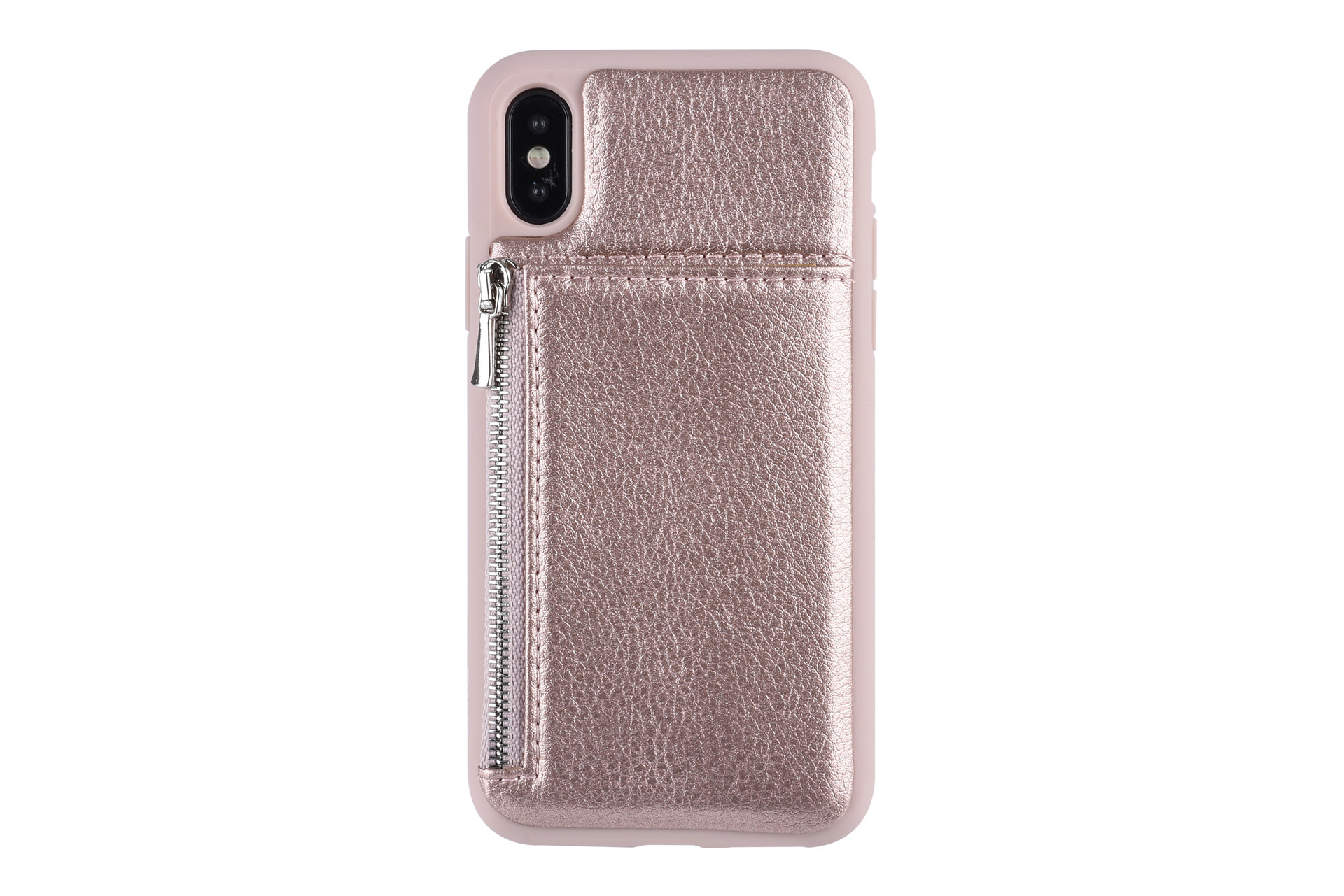UNIQ Accessory UNIQ Accessory iPhone X-Xs Kunstleer Backcover hoesje met rits - Roze, foto 2 van 6