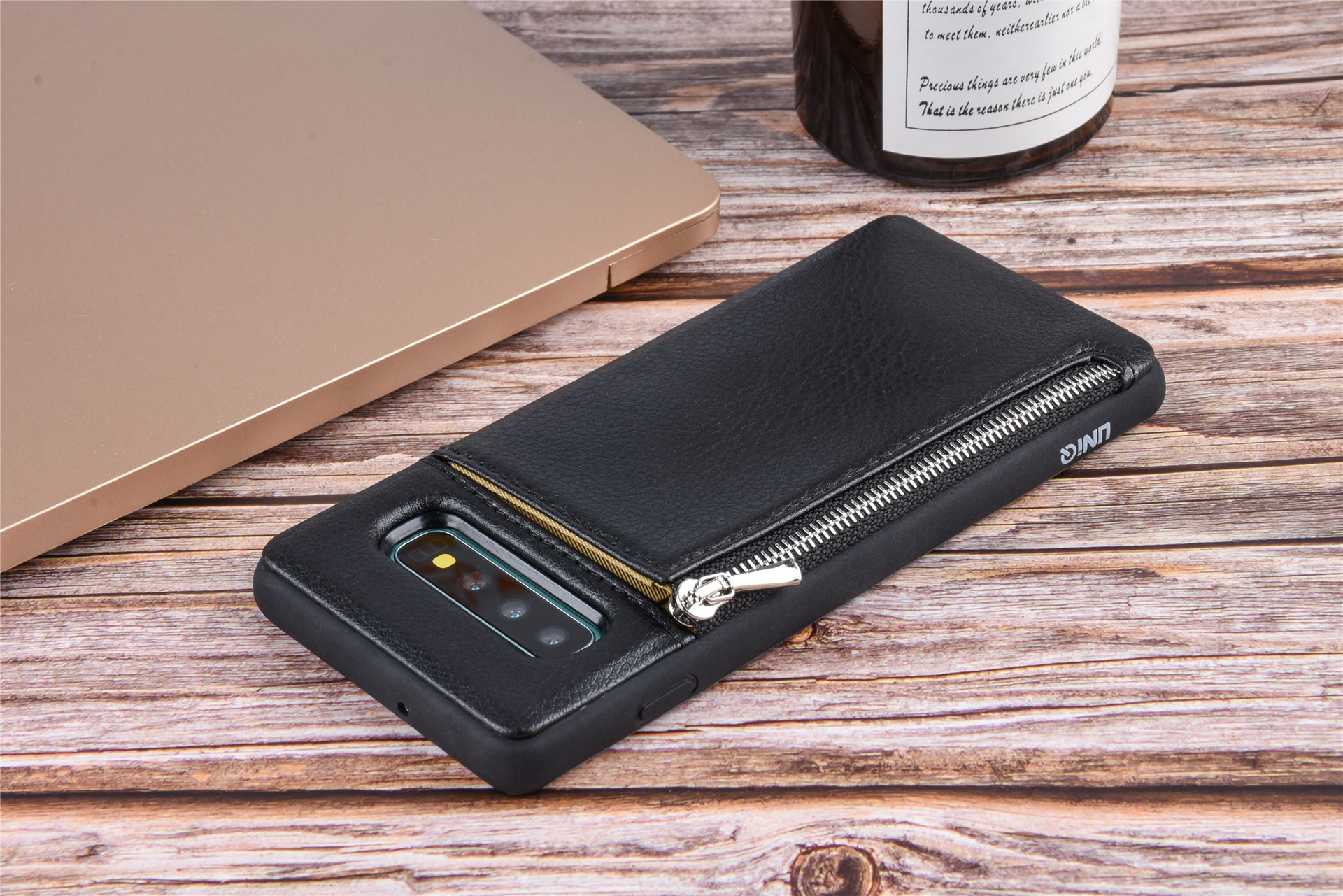 UNIQ Accessory UNIQ Accessory Galaxy S10 Plus Kunstleer Backcover hoesje met rits - Zwart, foto 5 van 6