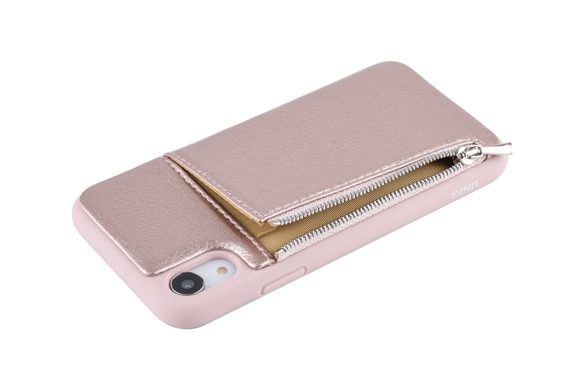 UNIQ Accessory UNIQ Accessory iPhone XR Kunstleer Backcover hoesje met rits - Roze, foto 5 van 6