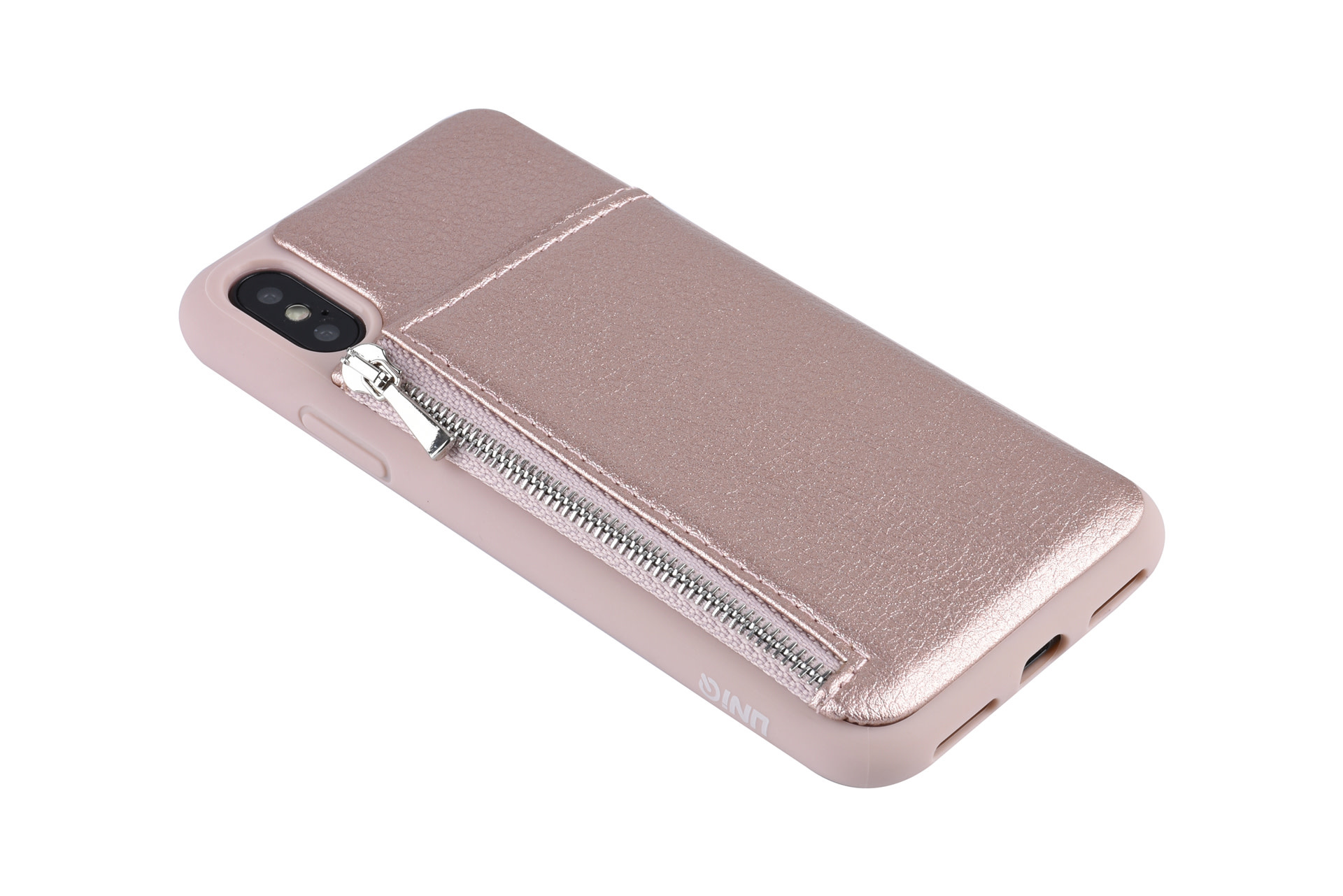 UNIQ Accessory UNIQ Accessory iPhone X-Xs Kunstleer Backcover hoesje met rits - Roze, foto 4 van 6