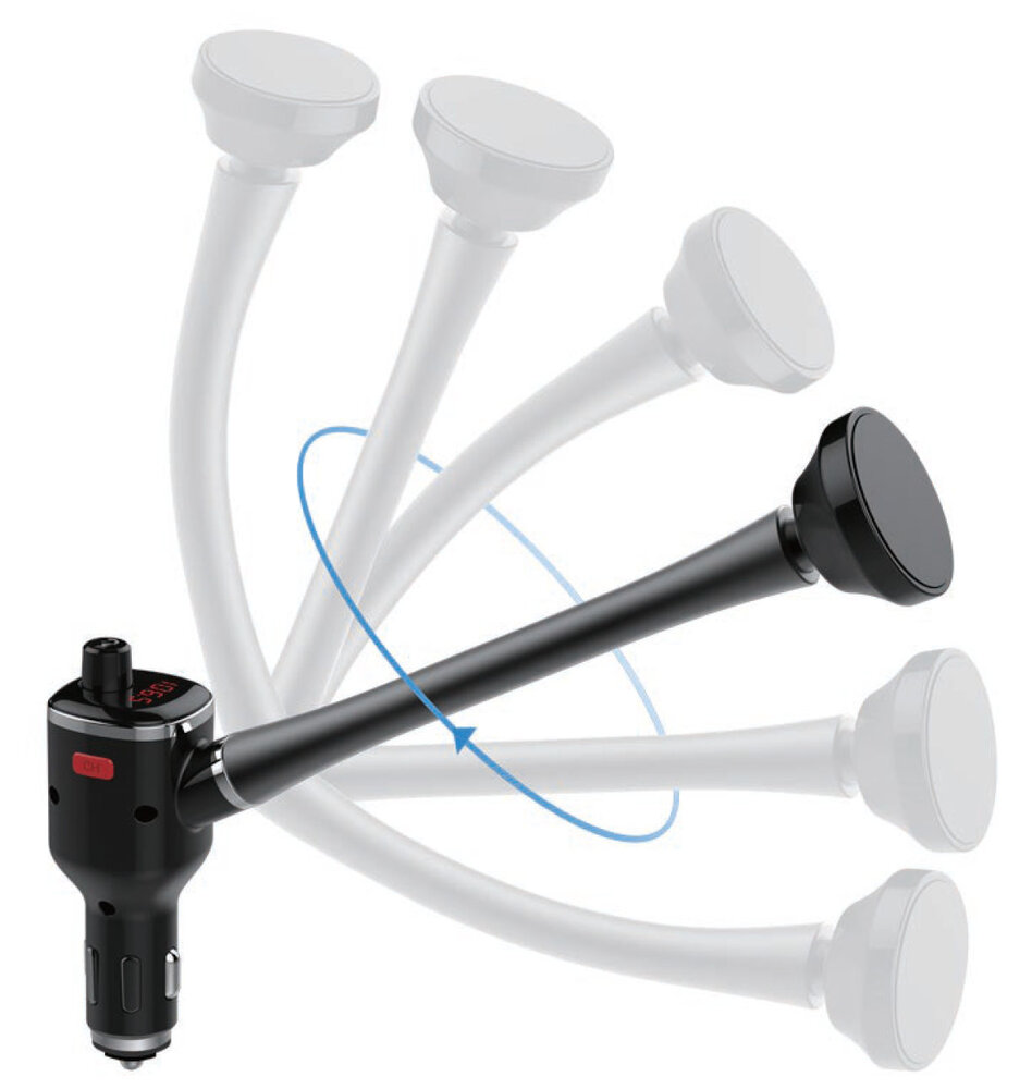 UNIQ Accessory FM Transmitter und Autoladegerät - langer Arm - von UNIQ Accessory - Schwarz UNIQ Accessory FM Transmitter und Autoladegerät - langer Arm - von UNIQ Accessory - Schwarz