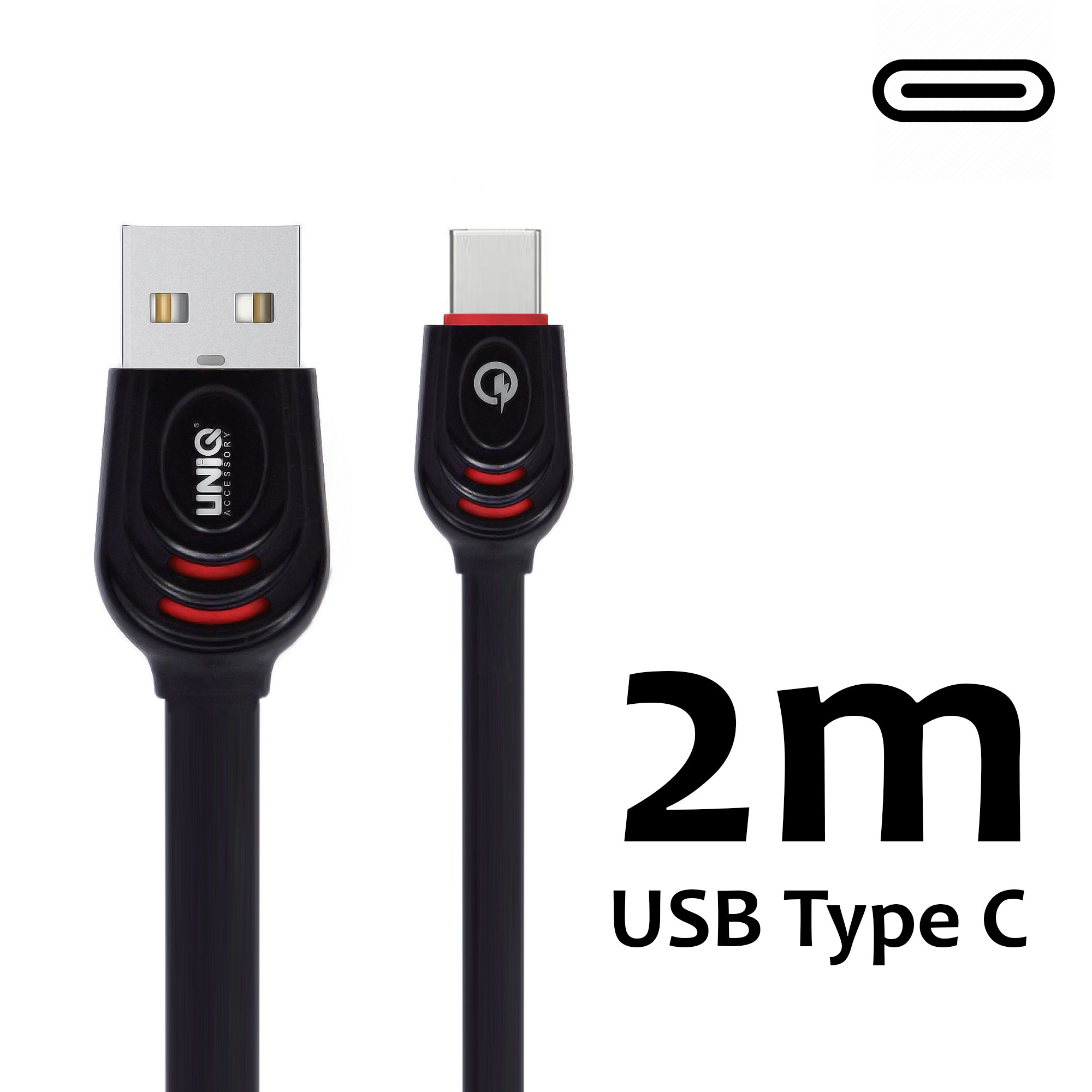 UNIQ Accessory Uniq Accessory Type-C Kabel Fast charging/data transfer 2M - Zwart, foto 2 van 6