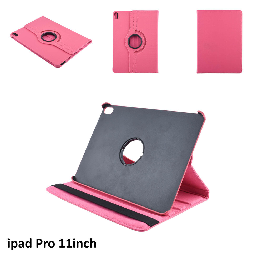 Apple iPad Pro 11 (2018) Hot Pink 360 graden draaibare hoes - Book Case Tablethoes Apple iPad Pro 11 (2018) Hot Pink 360 graden draaibare hoes - Book Case Tablethoes