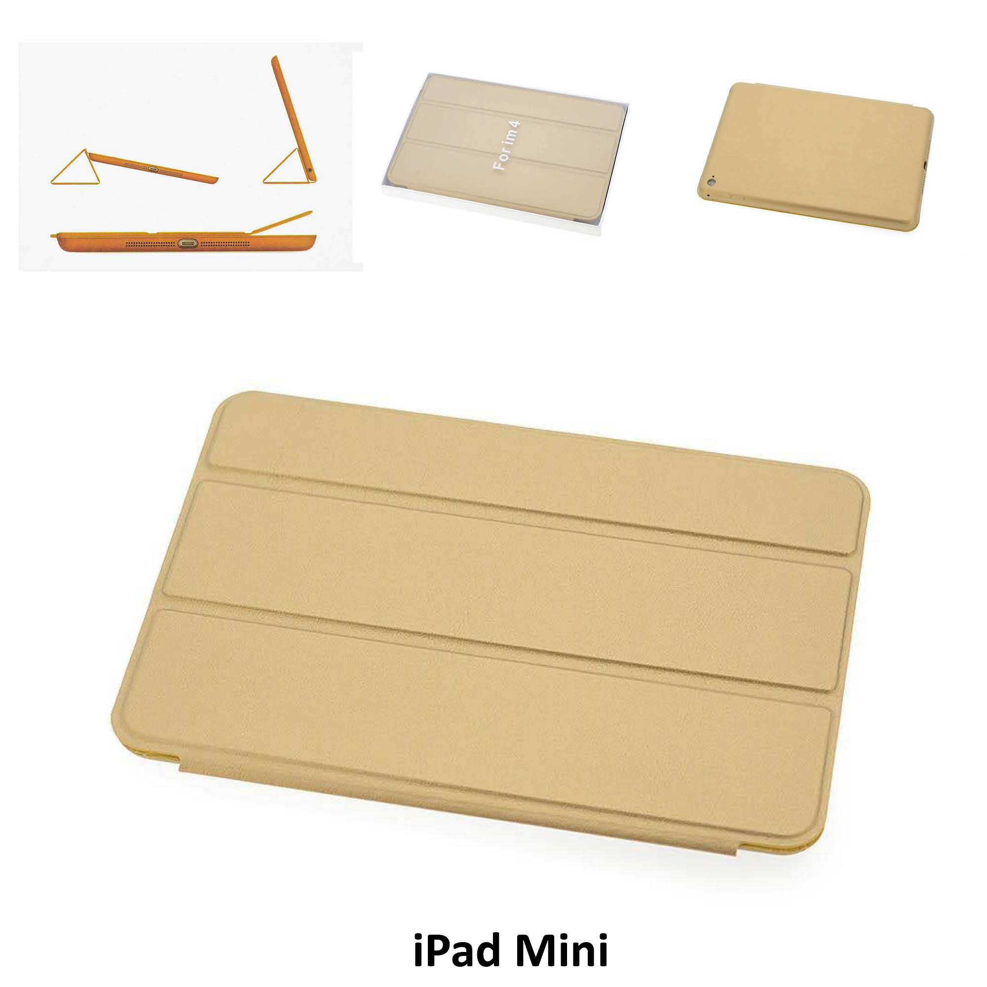 Apple iPad Mini 4 Goud Smart Case - Book Case Tablethoes, foto 2 van 6