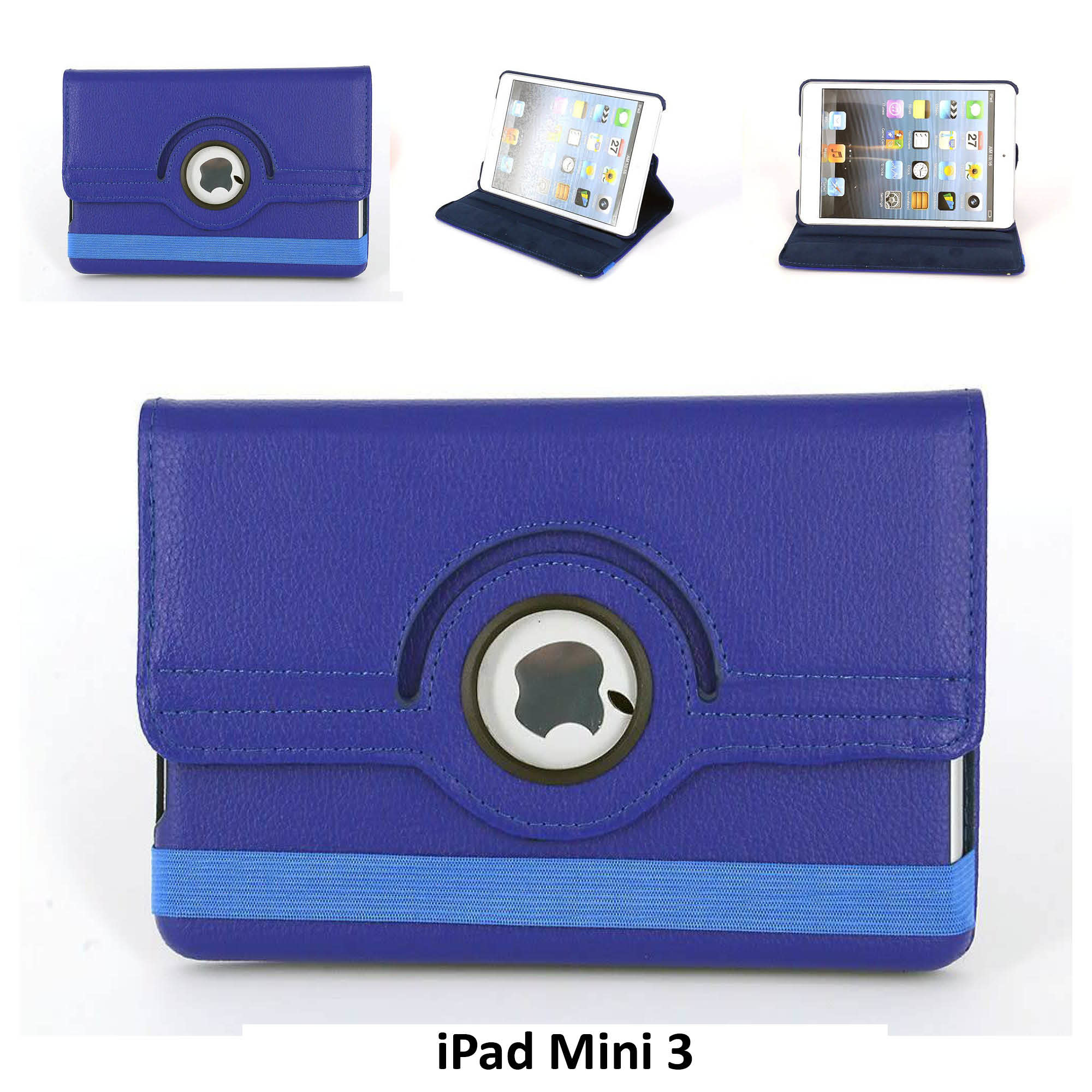 Apple iPad Mini 2-3 Blauw 360 graden draaibare hoes - Book Case Tablethoes