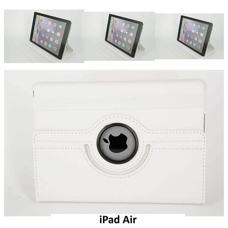 Apple iPad Air Wit Smart Case - Book Case Tablethoes Apple iPad Air Wit Smart Case - Book Case Tablethoes