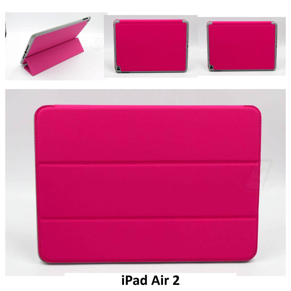Apple iPad Air 2 Hot Pink Smart Case - Book Case Tablethoes Apple iPad Air 2 Hot Pink Smart Case - Book Case Tablethoes