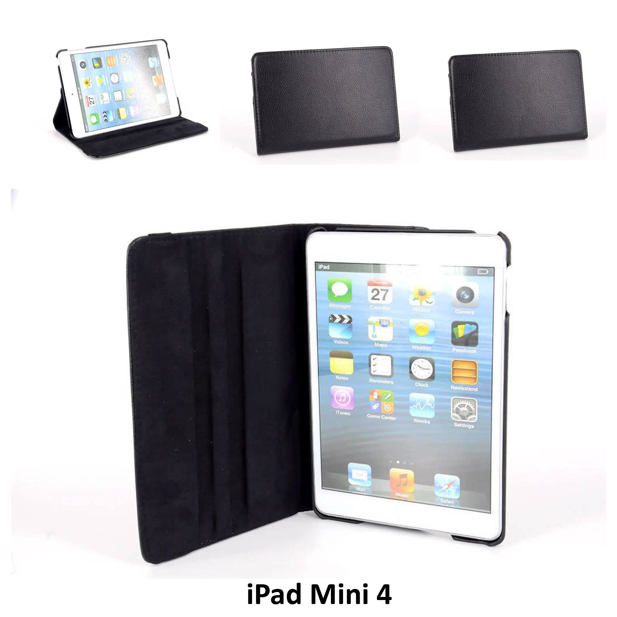 Apple iPad Mini 4 - Book Case Tablethoes - Zwart - 360 graden draaibaar
