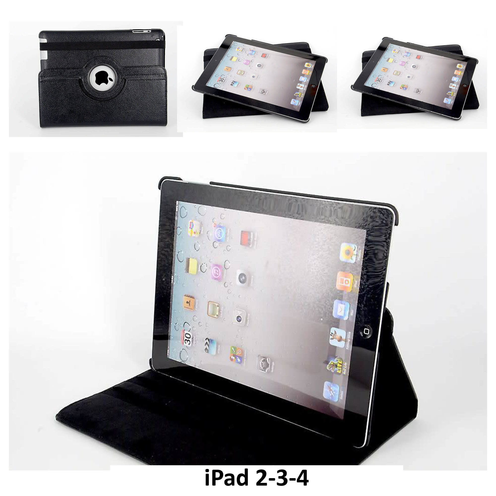 Apple iPad 2-3-4 Zwart Draaibaar Book Case Tablethoes, foto 5 van 5