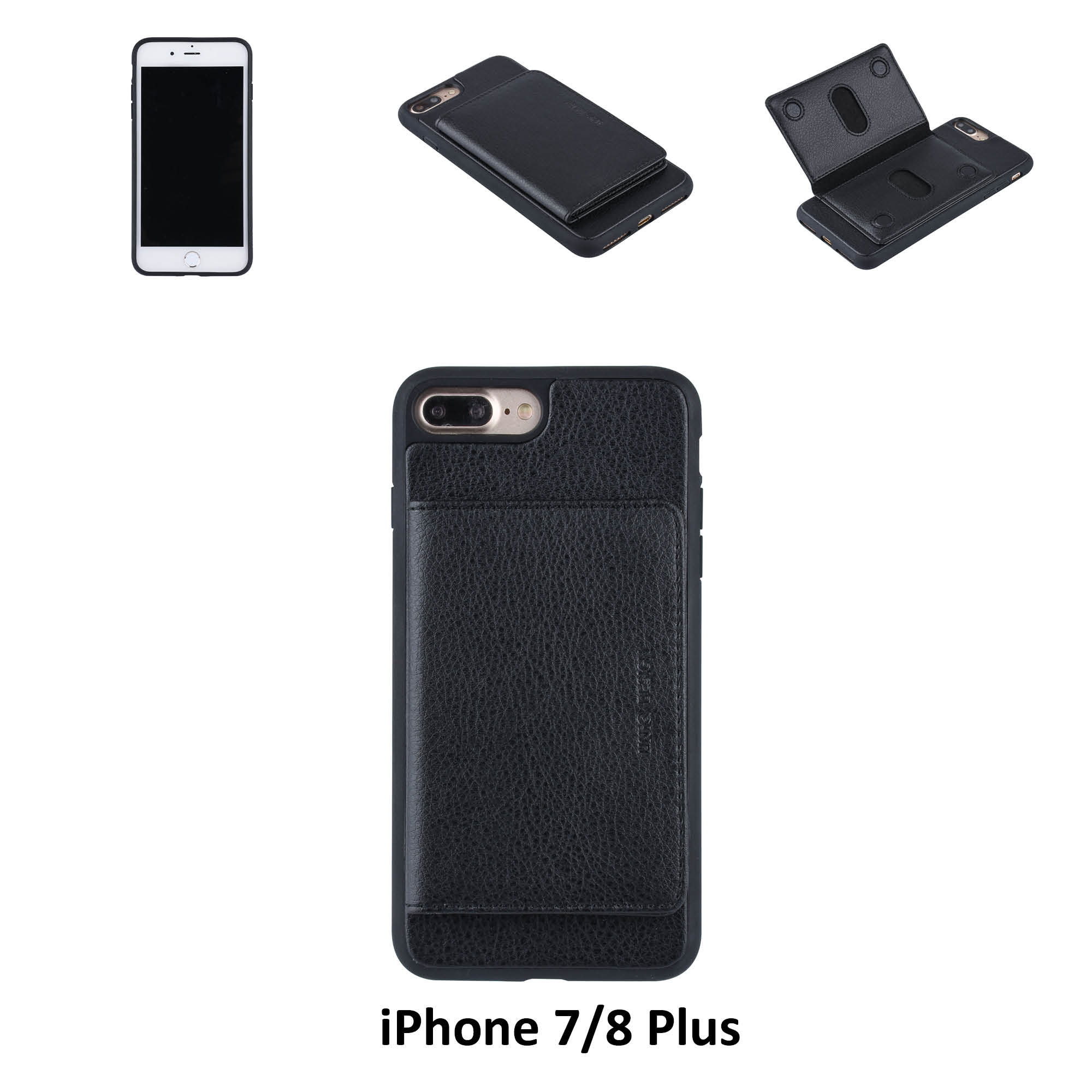UNIQ Accessory UNIQ Accessory iPhone 7-8 Plus Kunstleer Backcover hoesje - Zwart