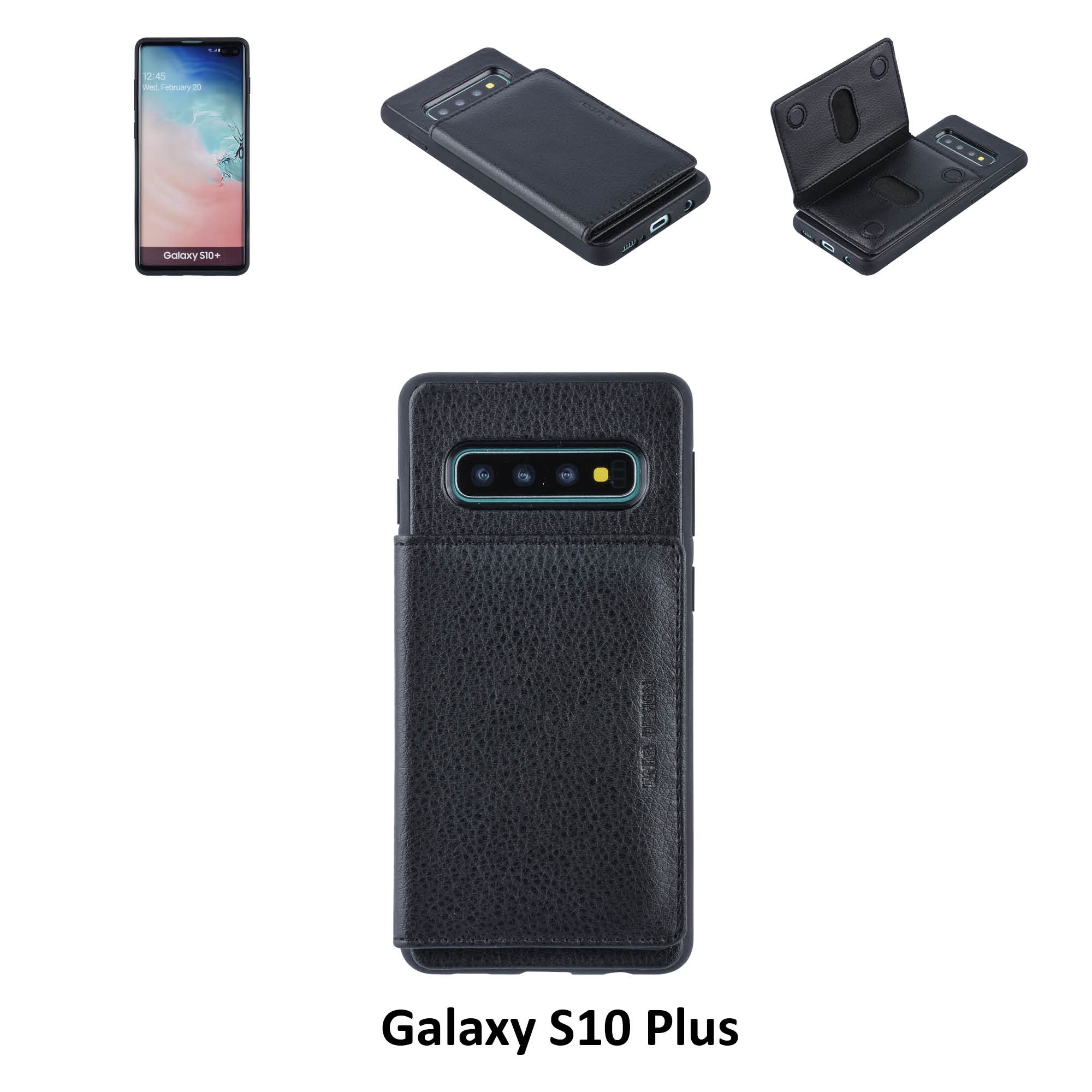 UNIQ Accessory UNIQ Accessory Galaxy S10 Plus Kunstleer Backcover hoesje - Zwart