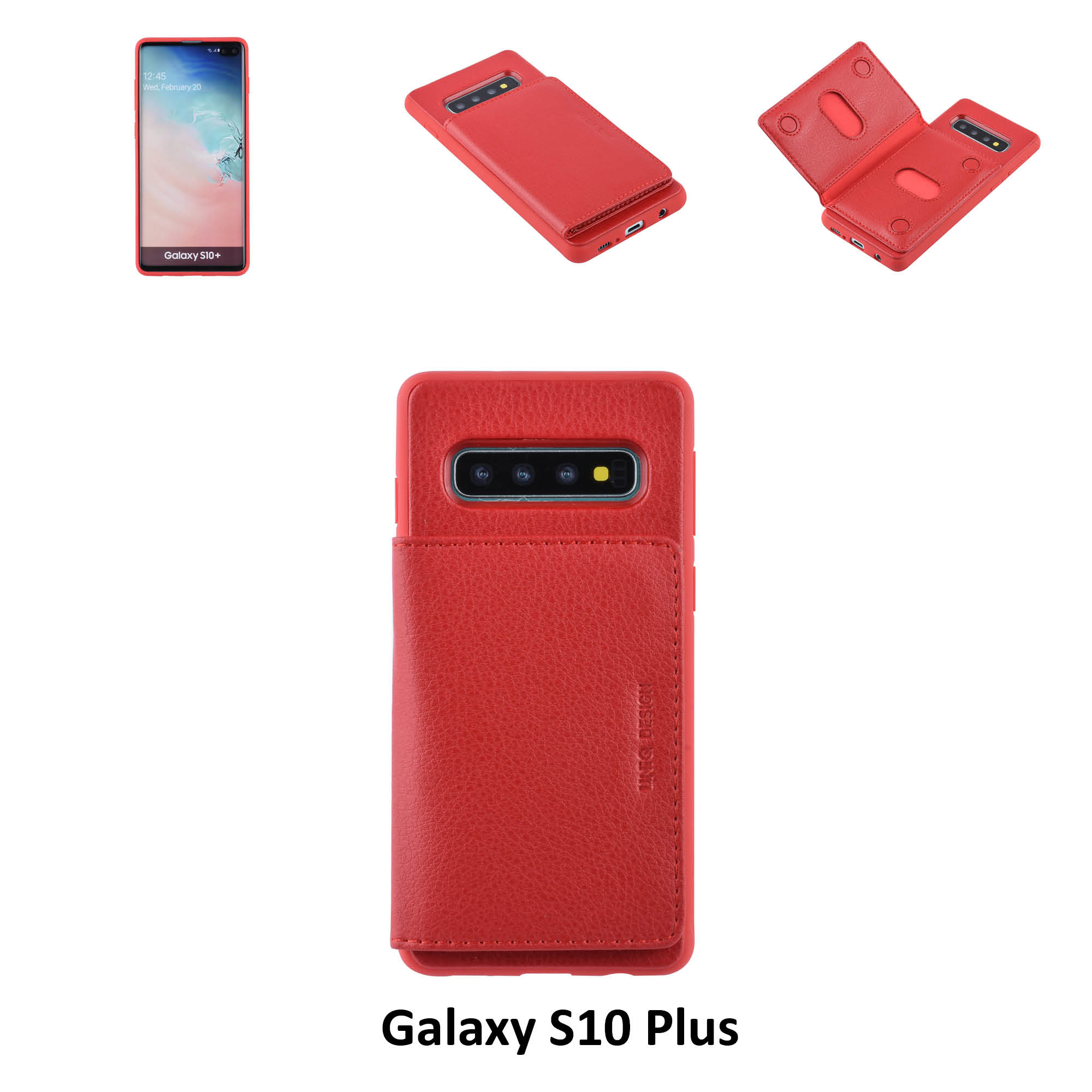 UNIQ Accessory UNIQ Accessory Galaxy S10 Plus Kunstleer Backcover hoesje - Rood