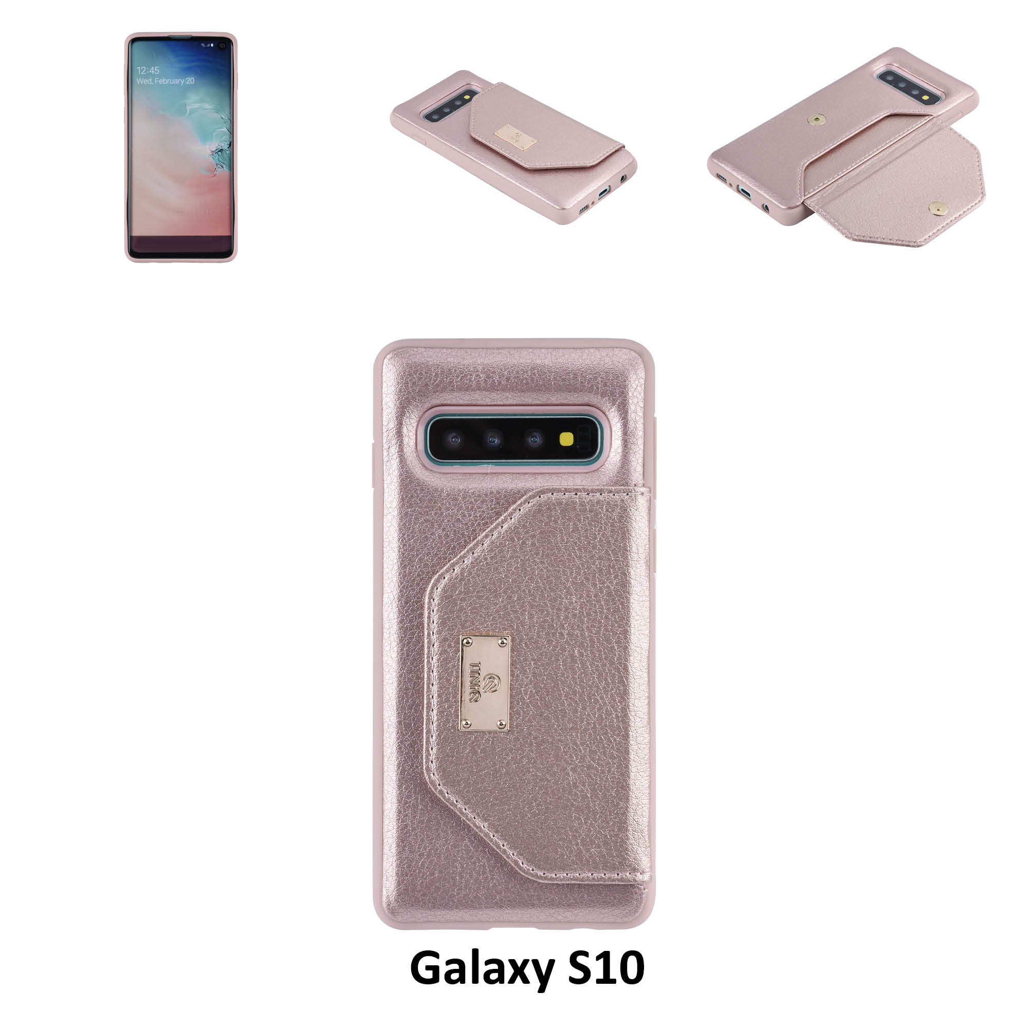 UNIQ Accessory UNIQ Accessory Galaxy S10 Kunstleer portemonnee Hard Case Back cover - Roze