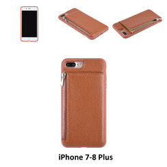 UNIQ Accessory iPhone 7-8 Plus Kunstleer Backcover hoesje met rits - Bruin