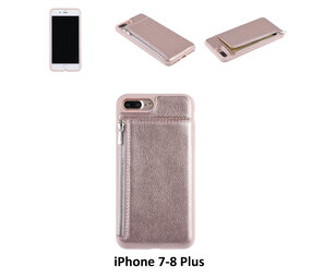 UNIQ Accessory UNIQ Accessory iPhone 7-8 Plus Kunstleer Backcover hoesje met rits - Roze UNIQ Accessory UNIQ Accessory iPhone 7-8 Plus Kunstleer Backcover hoesje met rits - Roze