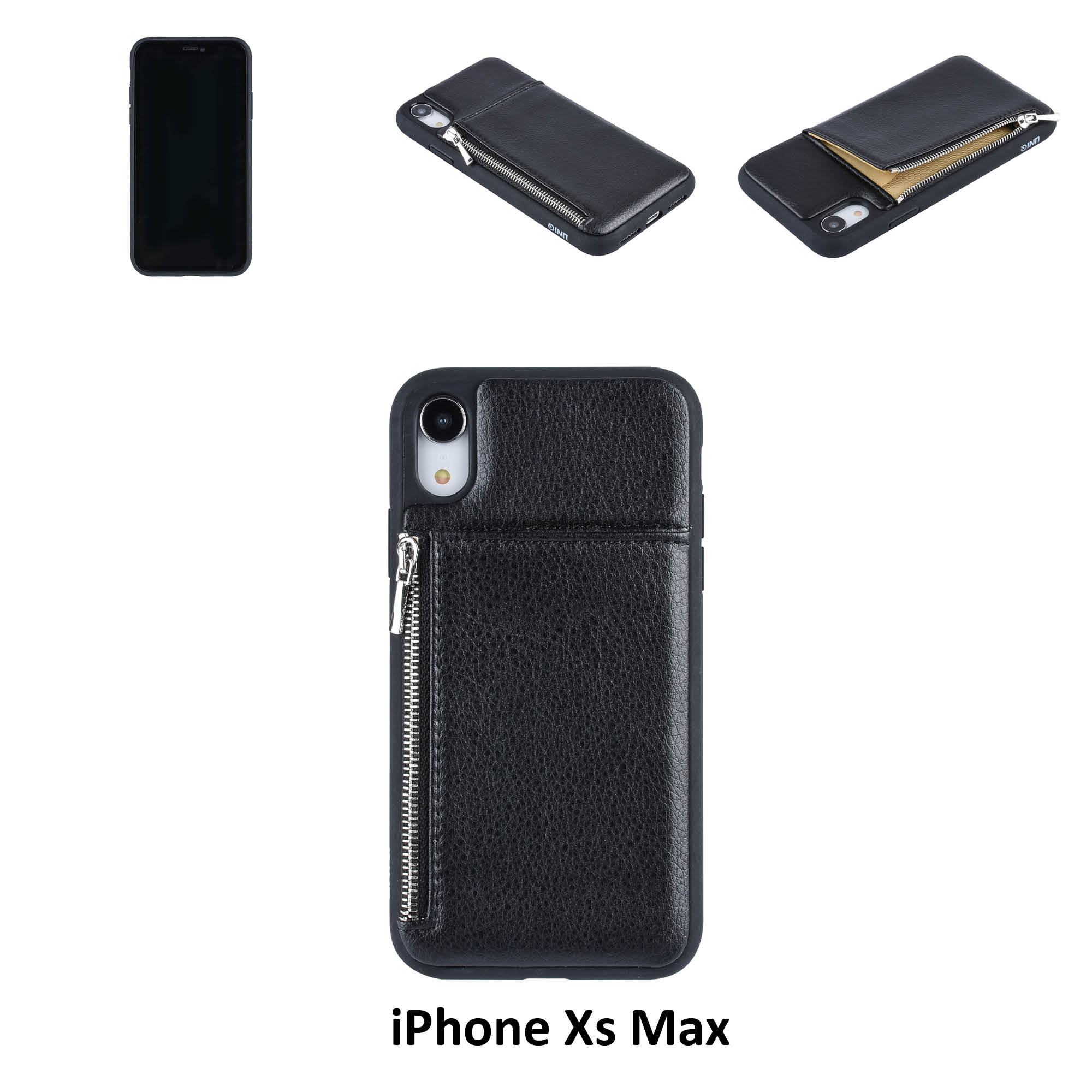 UNIQ Accessory UNIQ Accessory iPhone XR Kunstleer Backcover hoesje met rits - Zwart