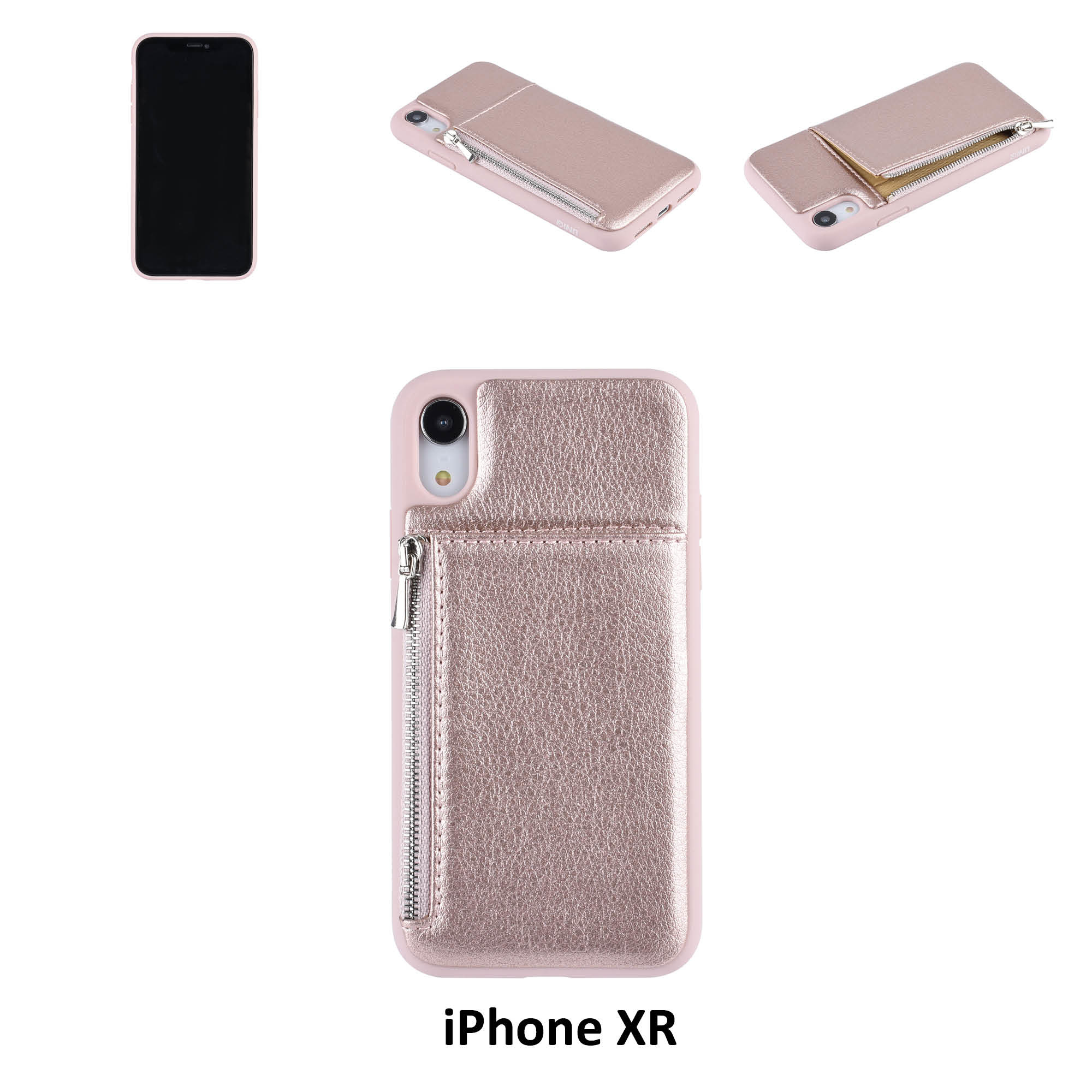 UNIQ Accessory UNIQ Accessory iPhone XR Kunstleer Backcover hoesje met rits - Roze