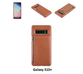 UNIQ Accessory UNIQ Accessory Galaxy S10 Plus Kunstleer Backcover hoesje met rits - Bruin UNIQ Accessory UNIQ Accessory Galaxy S10 Plus Kunstleer Backcover hoesje met rits - Bruin