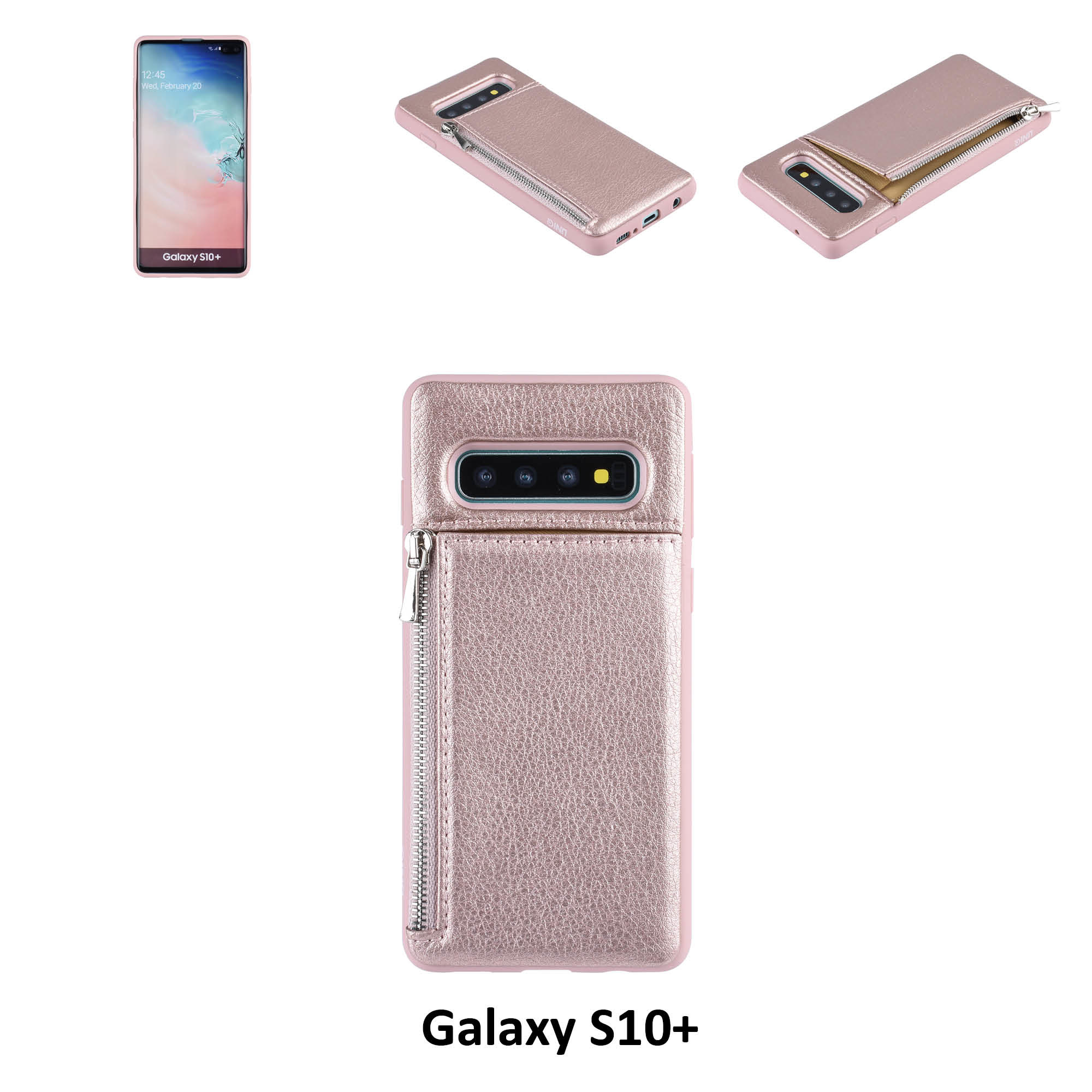 UNIQ Accessory UNIQ Accessory Galaxy S10 Plus Kunstleer Backcover hoesje met rits - Roze