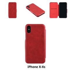 Apple iPhone X;iPhone Xs Kartenhalter Rot Book-Case hul -Magnetverschluss - Kunststof;TPU