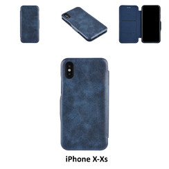 Apple iPhone X;iPhone Xs Kartenhalter Blau Book-Case hul -Magnetverschluss - Kunststof;TPU