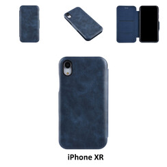 Apple iPhone XR Kartenhalter Blau Book-Case hul -Magnetverschluss - Kunststof;TPU