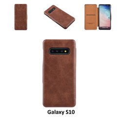 Samsung Galaxy S10 Kartenhalter Braun Book-Case hul -Magnetverschluss - Kunststof;TPU